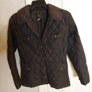 J. Crew Black Quilted Down Puffer Jacket Coat Zip Size Small